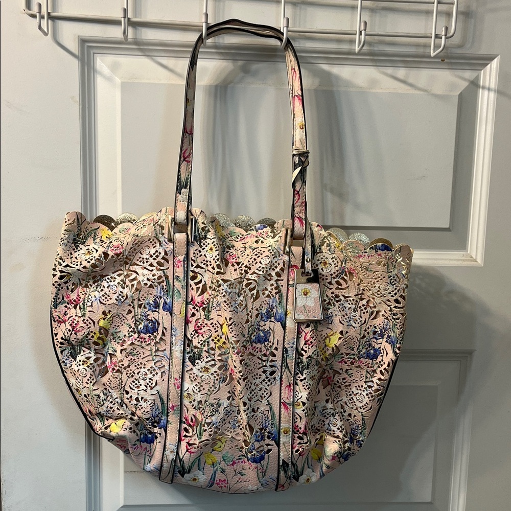 Aldo Floral Laser-Cut Tote - Pink Multi